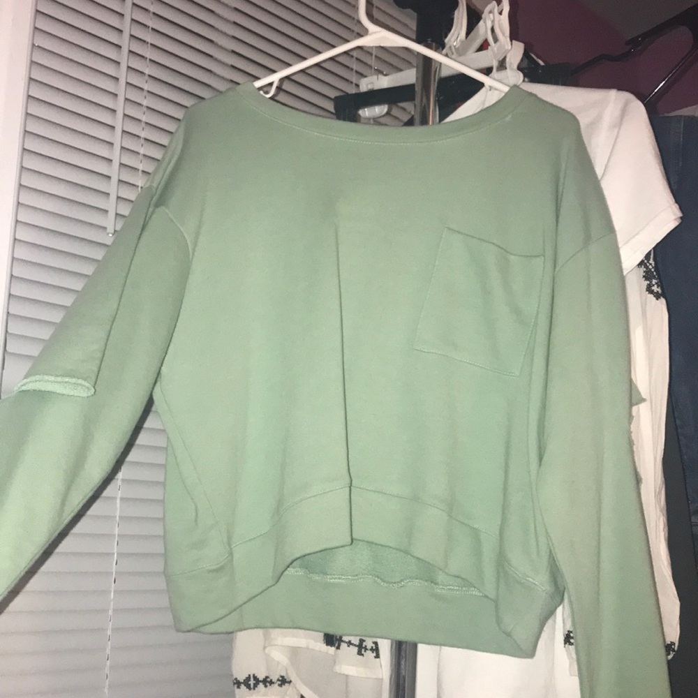 Zara distressed cropped crew neck